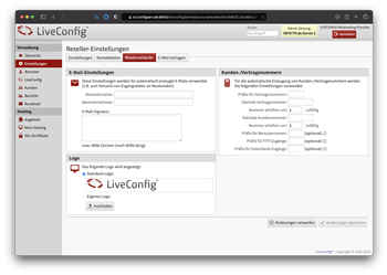 LiveConfig Reseller Ansicht