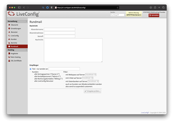 LiveConfig Reseller Ansicht